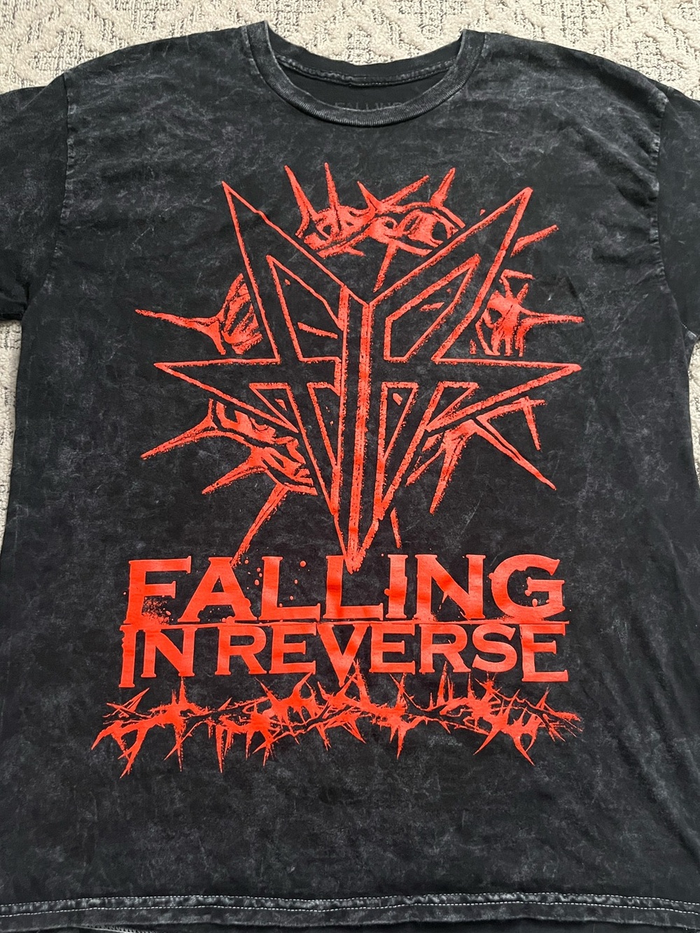🎸 '25 Falling In Reverse Band Black Gray Scig Wash Amplified Logo Cotton Tee